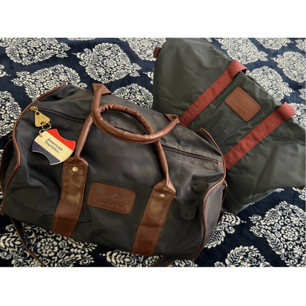 VINTAGE (2) Pierre Cardin Paris New York Duffle Travel Bag + Matching Nylon Tote